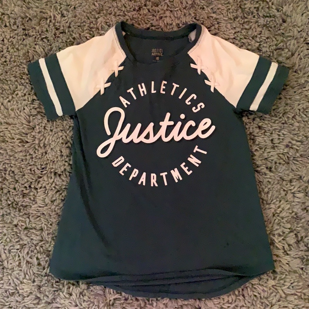 Denim colored t-shirt from Justice. Size: 10